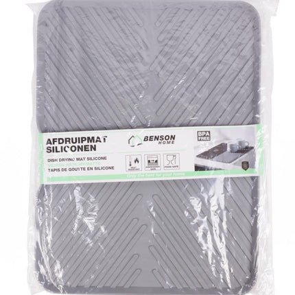 Benson Siliconen Afdruipmat - 40,6 x 37 cm - Hittebestendig - Grijs