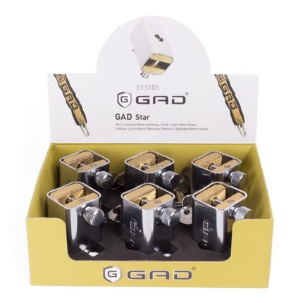 GAD-star Slot met 2 Pinnen - 8 mm - Messing - Inclusief 2 Sleutels