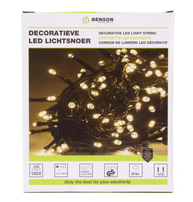 Benson LED Deco Lichtsnoer – 100 LEDs – 11,2 Meter – Warm Wit