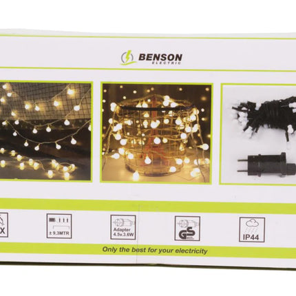 Benson LED Deco Lichtsnoer – 100 Gekleurde LEDs – 9,3 Meter – Kersvormige Bollen