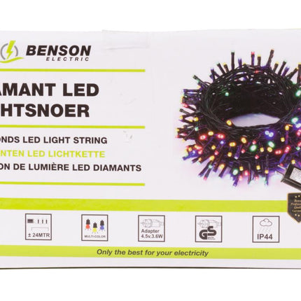 Benson LED Lichtsnoer Diamant – 200 Gekleurde LED's – 24 Meter – Timer & Dimmer