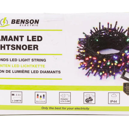 Benson LED Lichtsnoer Diamant – 200 Gekleurde LEDs – 24 Meter – Timer & Dimmer