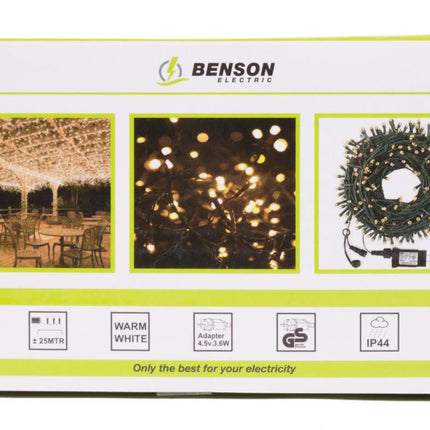 Benson LED Lichtsnoer Diamant – 200 LED's – 25 Meter – Warm Wit – Timer & Dimmer