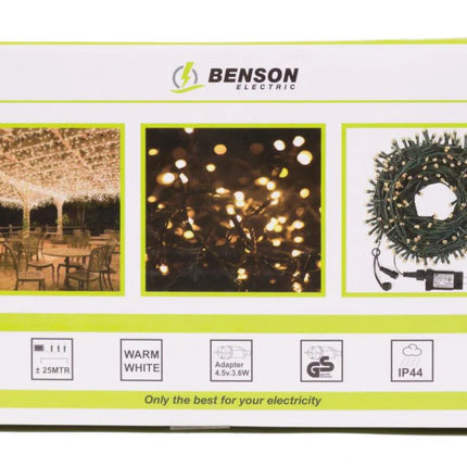 Benson LED Lichtsnoer Diamant – 200 LEDs – 25 Meter – Warm Wit