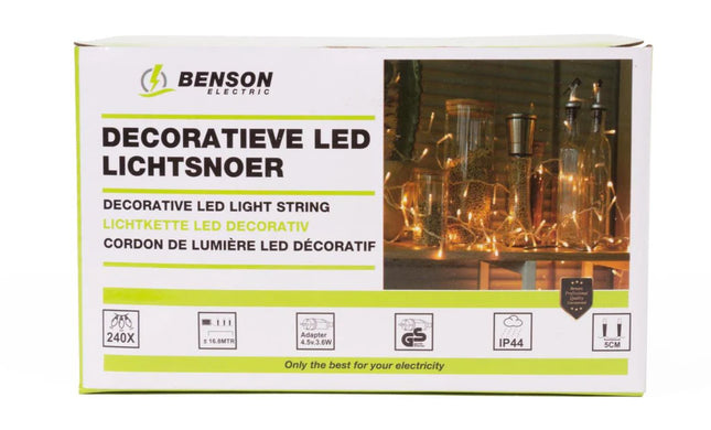 Benson LED Deco Lichtsnoer – 240 Micro LEDs – 16,8 Meter – Warm Wit