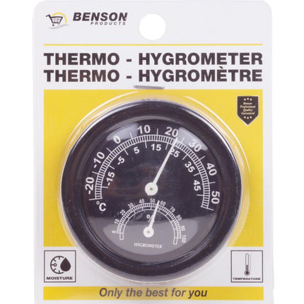 Benson Analoge Thermo- & Hygrometer - Ø 75 mm - Zwart