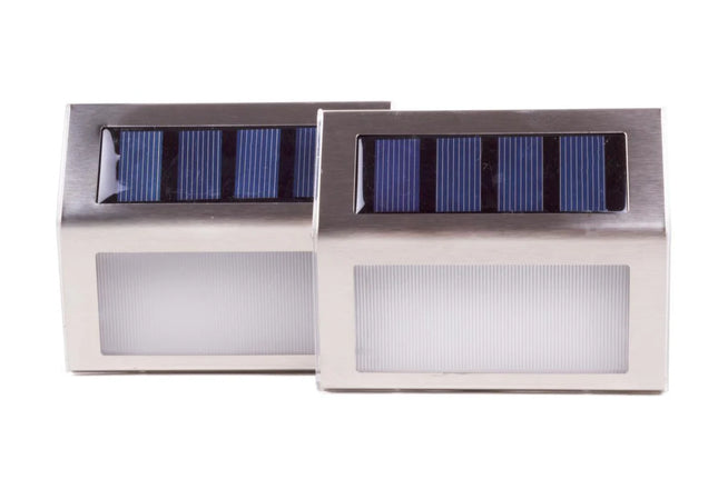 Hofftech Solar LED Wandlamp RVS – Set van 2 – Lichtsensor – 400 mAh
