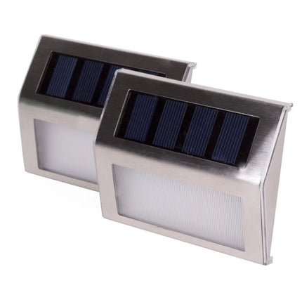 Hofftech Solar LED Wandlamp RVS – Set van 2 – Lichtsensor – 400 mAh