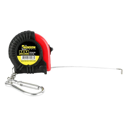Benson Rolbandmaat 2 meter x 6 mm - Rubber - Met Karabijnhaak