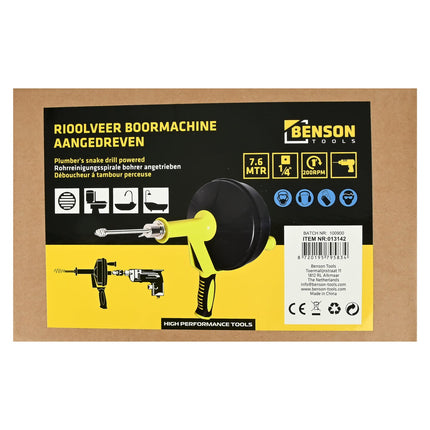 Benson Rioolveer voor Boormachine – 7.6 Meter – Met Pistoolgreep