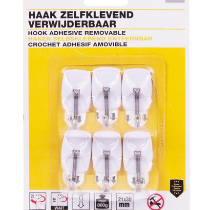 Benson Verwijderbare Handdoekhaken - Zelfklevend - 6-delig - 2,1 x 3 cm