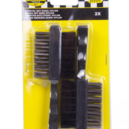Benson Dubbelzijdige Borstelset - 2-Delig - Staal & Nylon - 120 mm