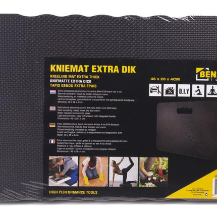 Benson Kniemat Extra Dik – 46 x 28 x 4 cm – Schokabsorberend EVA-Foam – Zwart