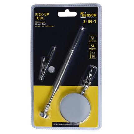Benson 3-in-1 Pick-up Tool - Telescopisch - Magneet, Spiegel & Klem