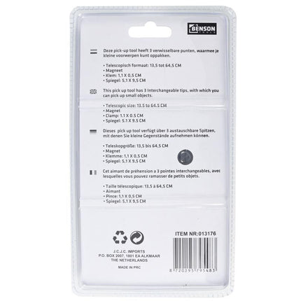 Benson 3-in-1 Pick-up Tool - Telescopisch - Magneet, Spiegel & Klem