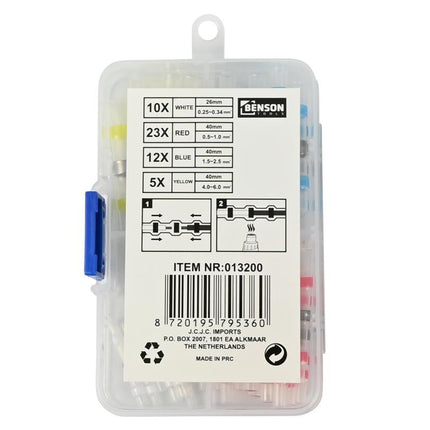Benson Waterdichte Soldeerhulzen - 50-delig - Assortiment - Krimpverhouding 2:1