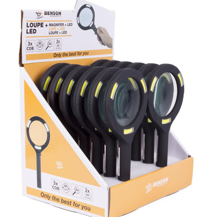 Benson Vergrootglas - Ø 80 mm - 3x Vergroting - COB LED - Zwart