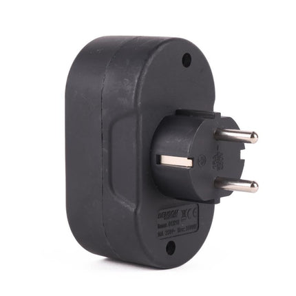 Benson Horizontale Stopcontactsplitter – 2-weg – met Randaarde & Kinderbeveiliging – Zwart