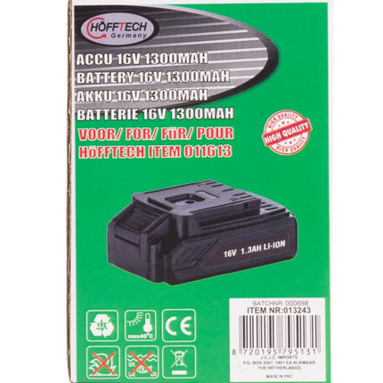 Hofftech Reserve Accu - 16V - 1300 mAh Li-ion - Voor Boormachine 011613