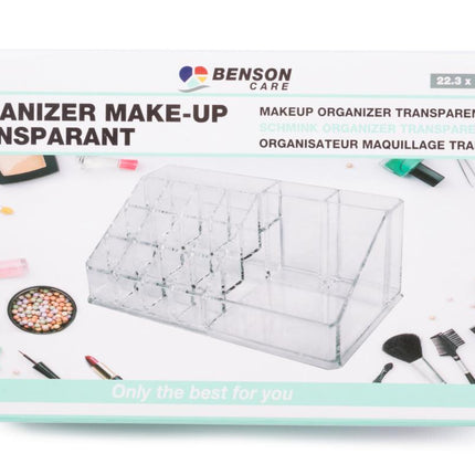Benson Make-up Organizer – 16 Vakjes – Transparant – 22,3 x 12,7 x 8 cm
