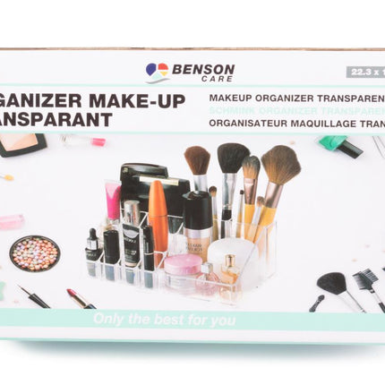 Benson Make-up Organizer – 16 Vakjes – Transparant – 22,3 x 12,7 x 8 cm