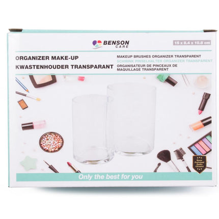 Benson Make-up Kwastenhouder – Transparante Organizer – 15 x 8,4 x 10,8 cm