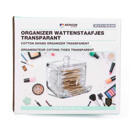 Benson Wattenstaafjes Organizer – Transparante Houder – 9 x 7 x 10,3 cm