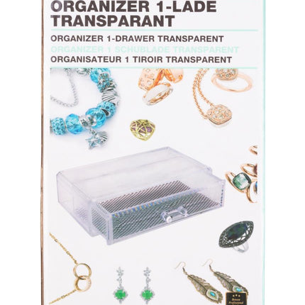 Benson Make-up Organizer met 1 Lade – Transparant – 18,7 x 11,7 x 5,7 cm