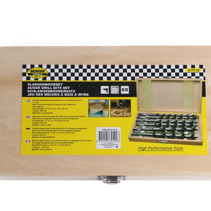 Benson Slangenboor Set - 6-delig - 8 t/m 18 mm - 230 mm - Koolstofstaal