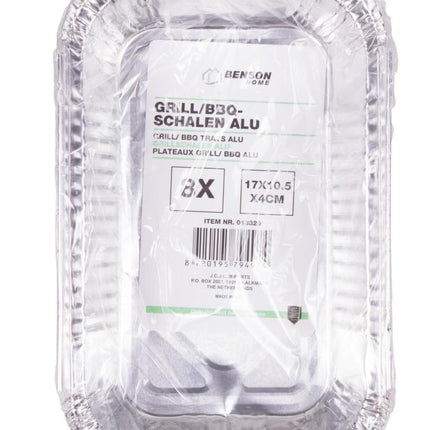 Benson BBQ Grillschalen Set - 17 x 10,5 x 4 cm - Aluminium - 8 Stuks