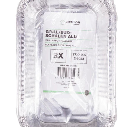 Benson Aluminium Grillschalen - Set van 8 - 17 x 10,5 cm - BBQ Bakjes