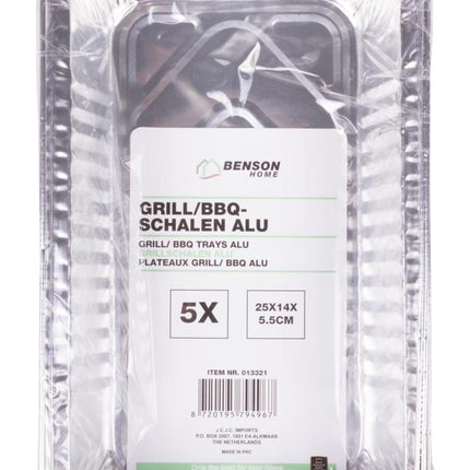 Benson Grillschalen Set - 25 x 14 x 5,5 cm - Aluminium - 5 Stuks
