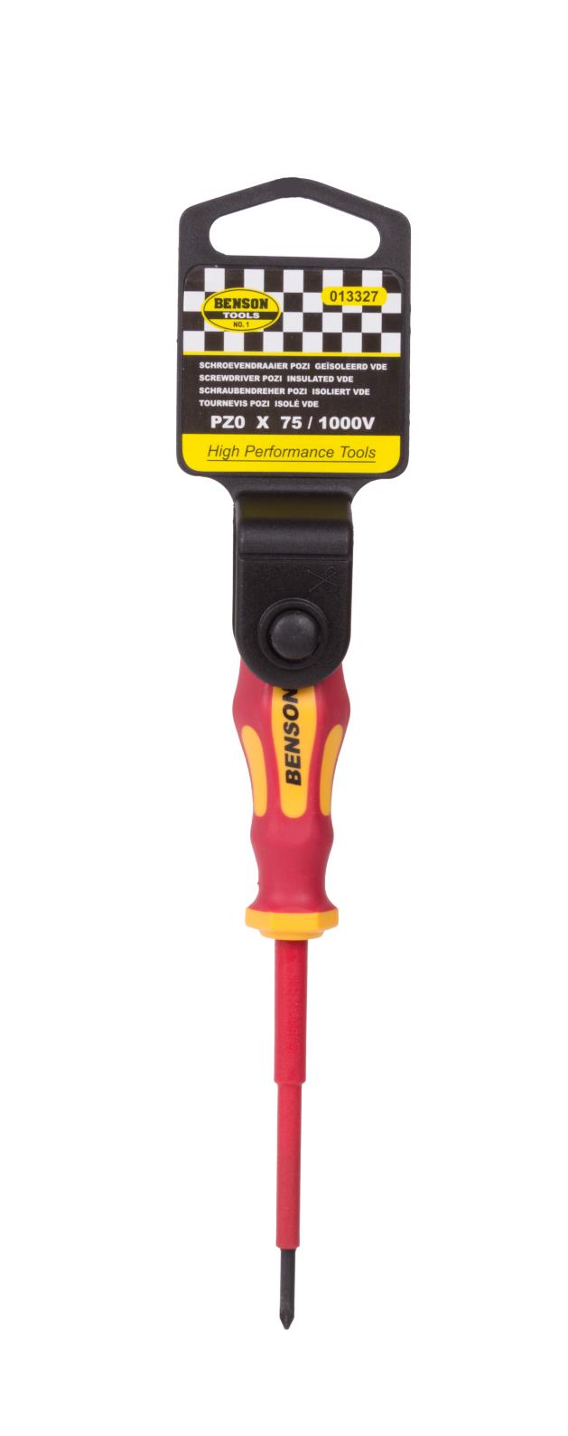 Benson Geïsoleerde VDE Schroevendraaier - PZ0 x 75 mm - Rood