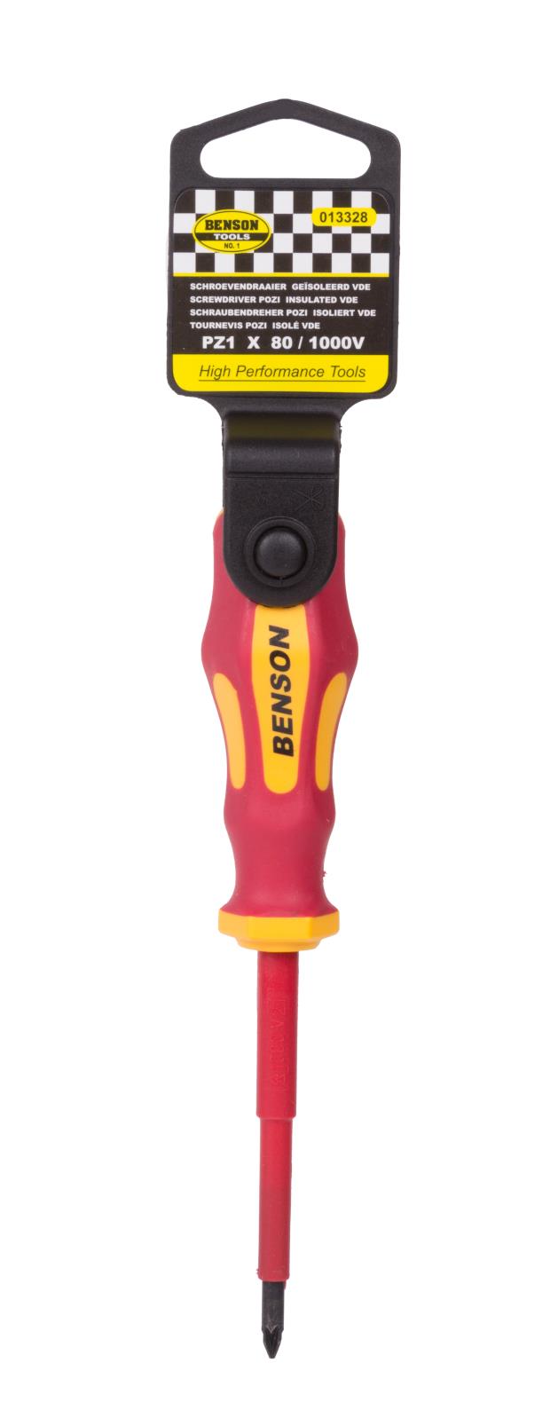 Benson Geïsoleerde VDE Schroevendraaier - PZ1 x 80 mm - Rood