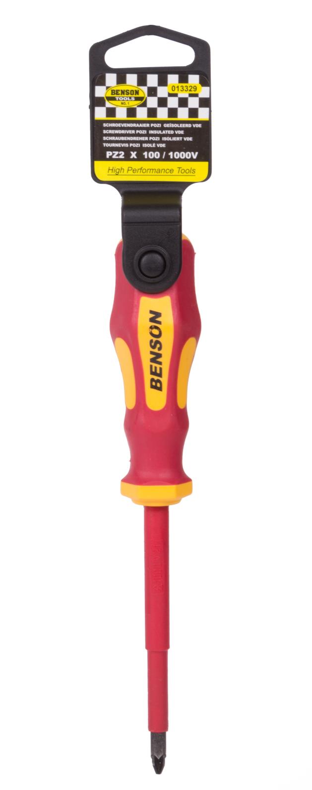Benson Geïsoleerde VDE Schroevendraaier - PZ2 x 100 mm - Rood