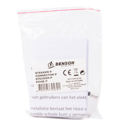 Benson Eurostekker met Trekoog – Wit – 10A – Max. 2500W