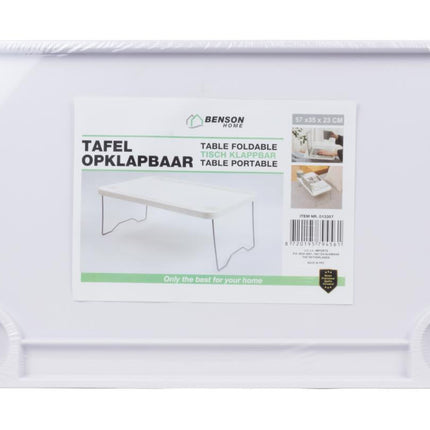 Benson Opklapbare Laptoptafel - Kunststof - 57 x 35 x 23 cm - Wit