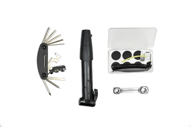 Benson Deluxe Fietsreparatieset in Etui - 16-delig - Inclusief Minipomp & Multitool - Zadeltas Bevestiging
