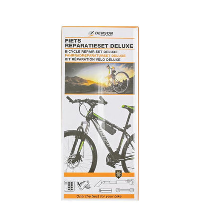 Benson Deluxe Fietsreparatieset in Etui - 16-delig - Inclusief Minipomp & Multitool - Zadeltas Bevestiging