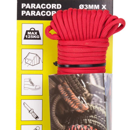 Benson Paracord Rood 3 mm x 15 Meter - Sterk en Weerbestendig