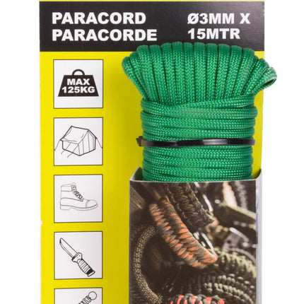 Benson Paracord Groen 3 mm x 15 Meter - Tactisch Touw 125 kg