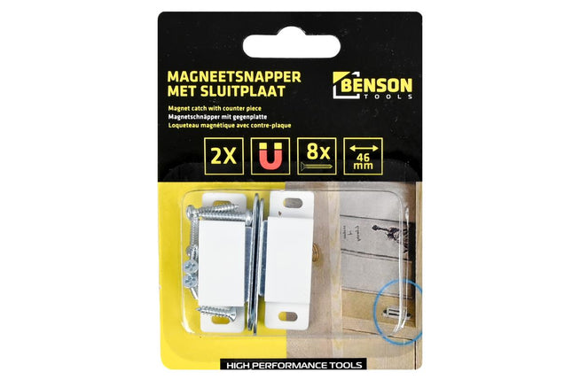 Benson Magneetsnapper met Sluitplaat – 46 mm – 2 stuks – 4 kg Kleefkracht