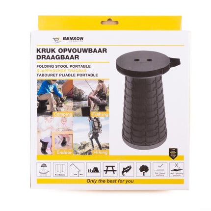 Benson Opvouwbare Kruk - Draagbaar & Compact - Zwart - 45 cm
