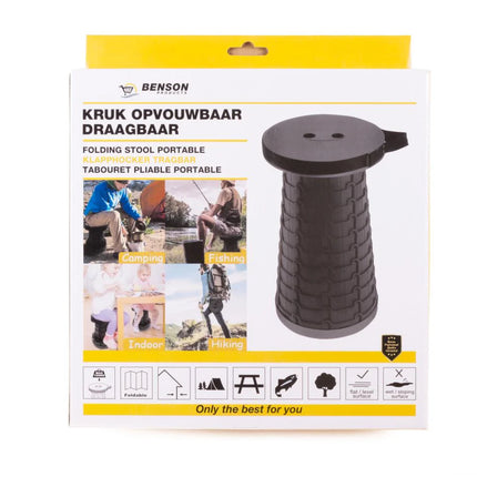 Benson Opvouwbare Kruk - Telescopisch - Draagbaar - Zwart - Max. 120 kg