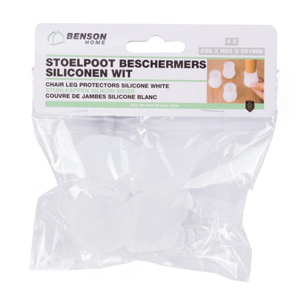 Benson Siliconen Stoelpoot Beschermers - Wit - Antislip - 4 stuks