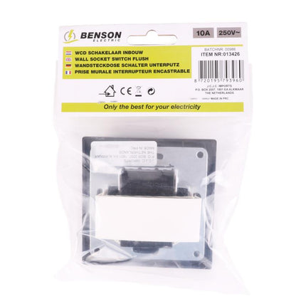 Benson Inbouw Schakelaar – Matzwart – Stijlvol Design – 81 x 81 mm