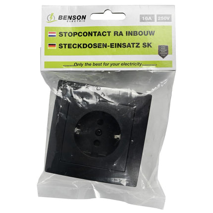 Benson Inbouw Stopcontact – Zwart – Randaarde – Stijlvol Design