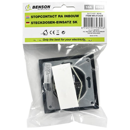 Benson Inbouw Stopcontact – Zwart – Randaarde – Stijlvol Design