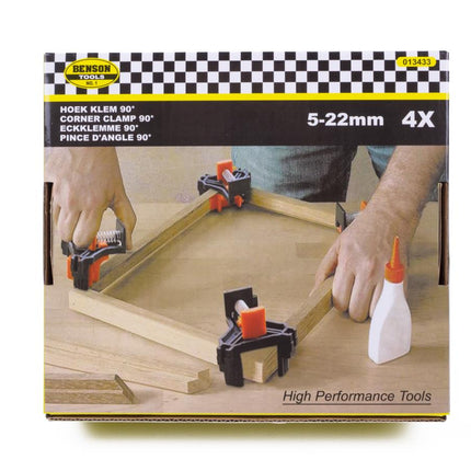 Benson Hoekklem Set - 90 Graden - 4-delig - Voor Panelen van 5 tot 22 mm