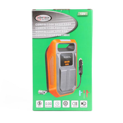 Hofftech Draagbare Luchtcompressor - 12V - Digitaal Display - 10 Bar / 150 PSI